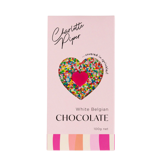 Charlotte Piper - White Belgian Chocolate Bar with Sprinkles 100g